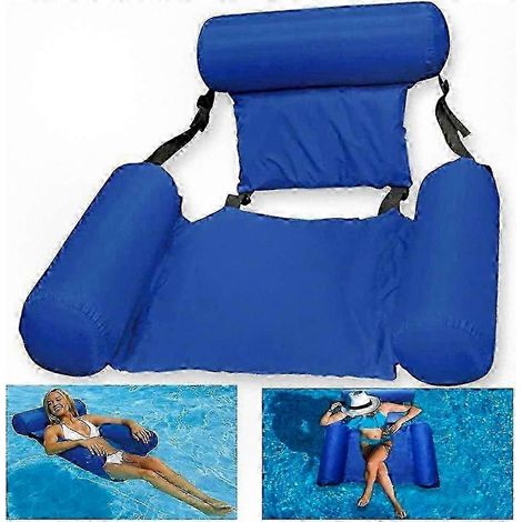 Hamac gonflable pour piscine, chaise longue flottante pliable pour adultes, matelas de plage gonflable (sans mousse), convient à diverses utilisations. (1/5)