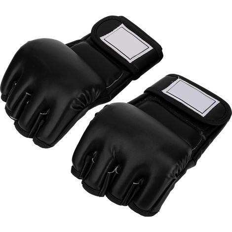 1 paire de gants d'entraînement de boxe demi-doigts pour homme, accessoire pour kickboxing, sanda, muay thaï (noir) (1/5)