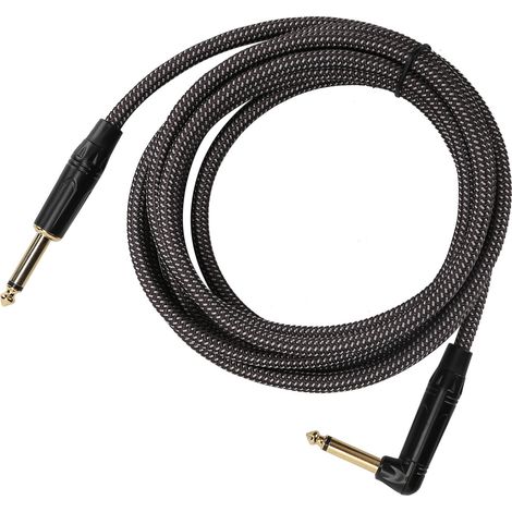 Câble audio pour ampli guitare électrique JORINDO, câble 6,35 mm, tête plaquée or et gaine noire, référence JD6219 (1/5)