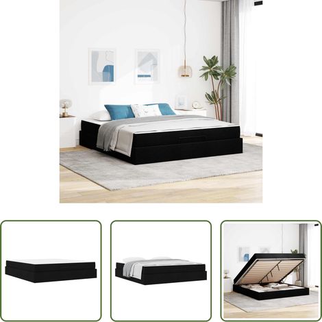 vidaXL Schlafzimmergestell - Bettgestell mit Matratze mit Matratze 2 pcs Schwarz Stoff (1/5)