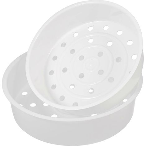 Lot de 2 bols vapeur en plastique pour cuiseur à riz, ustensiles de cuisine (blanc) (1/4)