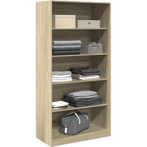 Armoire dressing 4 étagères 100cm - Collection Taken-Chêne clair (1/5)