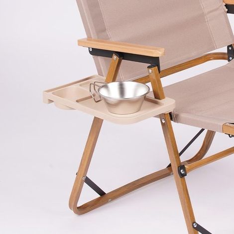 Chaise avec compartiment de rangement, table de camping, pliable, alliage d'aluminium, kaki (1/2)