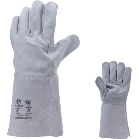 Gants de protection soudeur croûte vachette manchette 15cm gris T10 - SACOBEL - MO2514