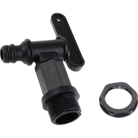 Robinet De Cuve Arrière En Plastique À Enfoncer,Adaptateur De Boîte De Rangement D'Eau Ibc,Adaptateur Robinet Tuyau Arrosage,Pour Recuperateur Eau De Pluie,Réservoir De Carburant (Plastique),1 (1/4)