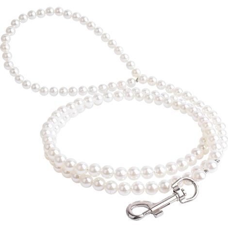 Guinzaglio da addestramento per cani e gatti con perline personalizzate, 120 cm, bianco (1/5)