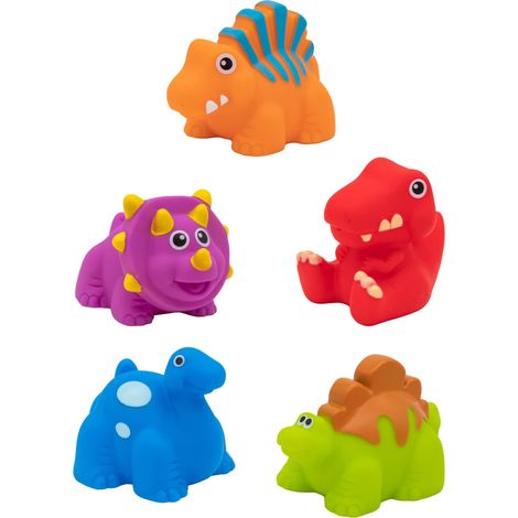 Idena 40617 - Set di giochi da bagno per bambini, 5 pezzi di giochi d'acqua con dinosauri animali in colori brillanti (1/5)