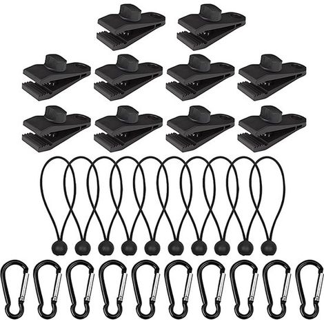 Morsetti per tessuto da tenda, 30 pezzi di morsetti per tessuto da tenda con moschettone, morsetti robusti per tessuto da tenda, accessori per tendalino, morsetto multifunzionale per tenda, tessuto da (1/5)