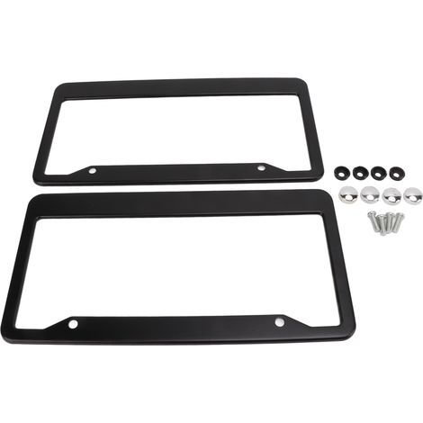 2 supports de plaque d'immatriculation en alliage d'aluminium noir, robustes et durables, installation facile, conformes aux normes d'origine. (1/5)
