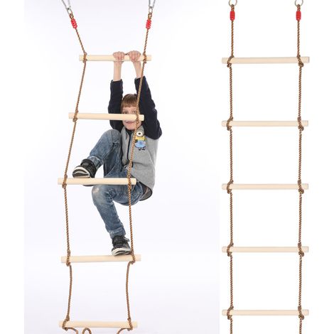 Échelle de corde pour enfants avec barreaux en bois - Jouet d'escalade intérieur/extérieur, balançoire et sport - Idée cadeau (1/5)