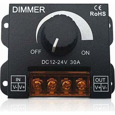 Interruttore dimmer, 12V-24V, 30A, on/off, per il controllo della luminosità delle strisce LED (1/4)