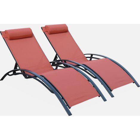 Tumbona de aluminio textileno, set de 2