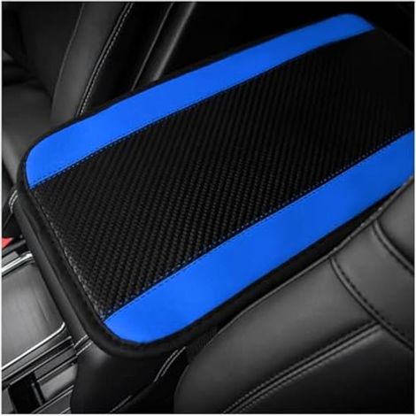 povtii Coussin de console centrale de voiture en cuir synthétique pour accoudoir de voiture, housse de protection confortable pour accoudoir de voiture, accessoires de voiture universels (fibre de (1/5)