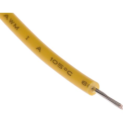 Fils de connexion RS PRO UL1015, 11 0,2 mm² 24 AWG, 600 V, PVC Jaune, 100m ( Prix pour Bobine de 100 Mètres )
