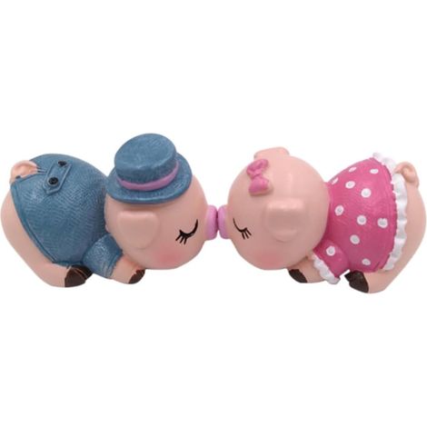 OUNONA 1 paire de figurines cochons mignons qui s'embrassent , en résine , décoration créative pour (1/5)