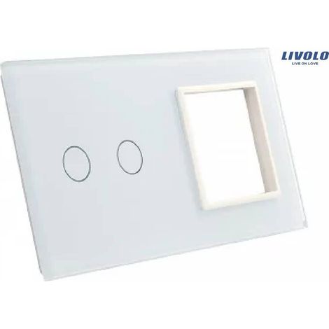 Livolo Doppelglas-Paneel weiß 702G-61 Schalter 2 + gn (1/3)