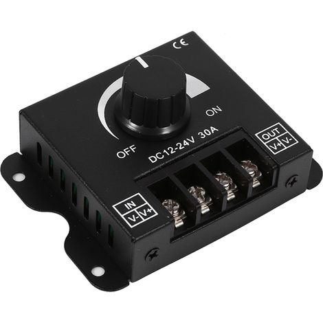 Variateur LED 12V-24V 30A, gradateur manuel pour ruban lumineux monochrome, contrôleur de luminosité à interrupteur rotatif (1/5)