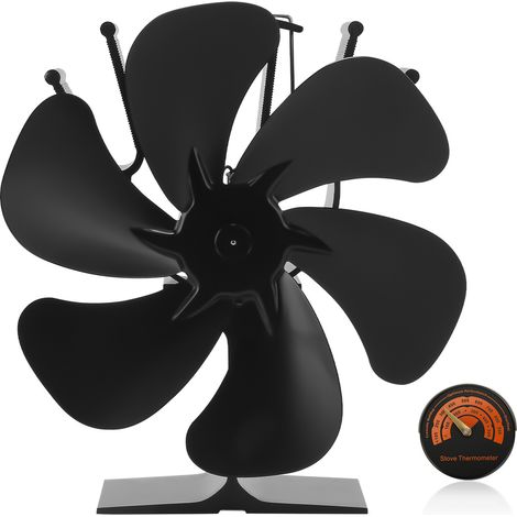Jiubiaz Ventilatore per stufe, ventilatore termico silenzioso a 6 lame per stufe a legna, distribuzione efficiente del calore in inverno (1/5)