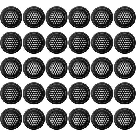 Grille de Ventilation Ronde 35mm Noir pour Armoire Salle de Bain et à Chaussures Lot de 30 Pièces (1/4)