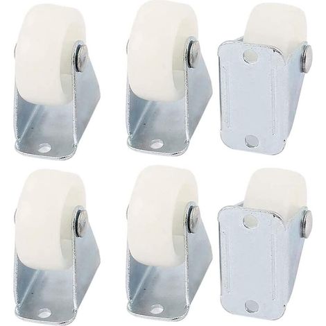 Set mit 6 Rollen, feste PP-Rollen, 2,5 cm (1 Zoll) Durchmesser, flache, richtungsgebundene Rollen, verschleißfest für Wagen, Stühle und Möbel