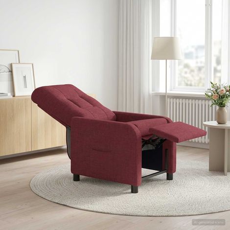 vidaXL Poltrona reclinabile Rosso Vino Tessuto (1/5)
