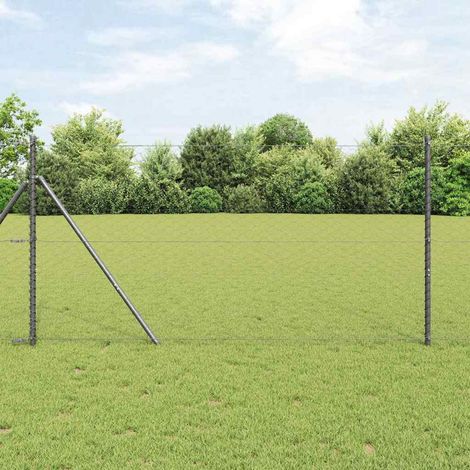 Zaunpfosten Grau 25 x 1,4 m (50 mm Mesh) Stahl und PVC