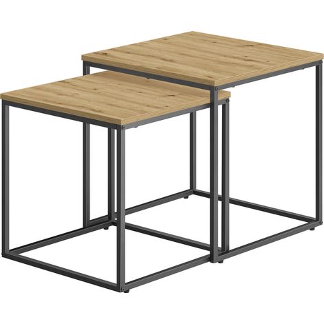 Table basse - leobert - chene artisanpieds noirs - 50 x 50 x 505 cm - lot de 2 211770211