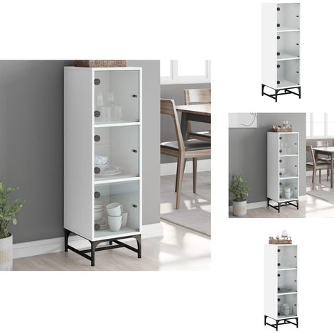 Buffet avec portes en verre blanc 35x37x120 cm - Buffet Design - Meuble Rangement - Armoire Blanche - Buffet Moderne - Buffet Avec Portes Vitrées (1/5)