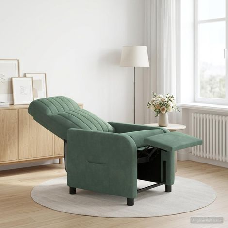 vidaXL Poltrona reclinabile Verde Mare Velluto (V) (1/5)