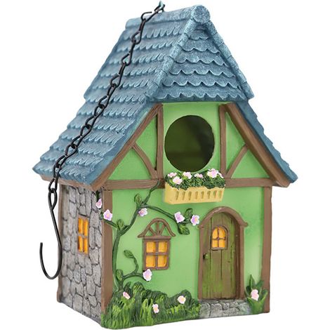 Nid d'oiseau en résine pour jardin suspendu décoration extérieure mangeoire ornement artisanal résistant aux intempéries design naturel élégant (1/5)