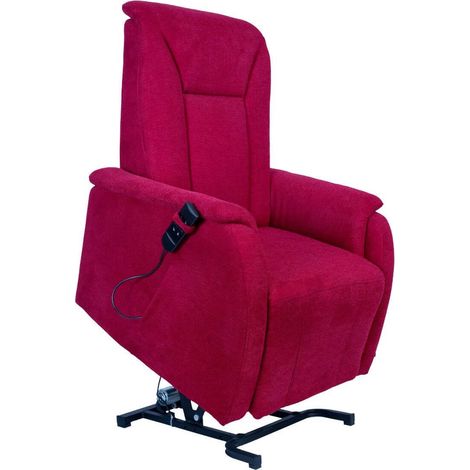 Fauteuil relax releveur tissu polyester traité hydrophobe rouge - NARVIK