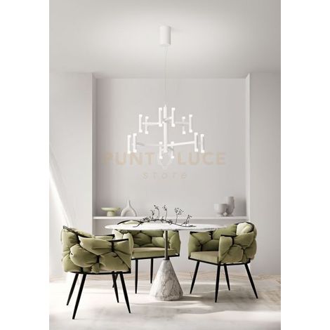 Lampadario Contemporaneo Candles Metallo Bianco Opaco Acrilico Led 68W 3000K