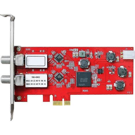 Carte PCIe double DVB-S2 TBS6902 avec 2 LNB QPSK BPSK pour la diffusion TV, le visionnage et l'enregistrement de chaînes TV satellite gratuites. (1/5)