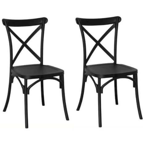 KIT 2 SEDIE POLIPROPILENE CUCINA BAR RISTORANTE SEDIA INTERNO ESTERNO CROSS NERO 436v