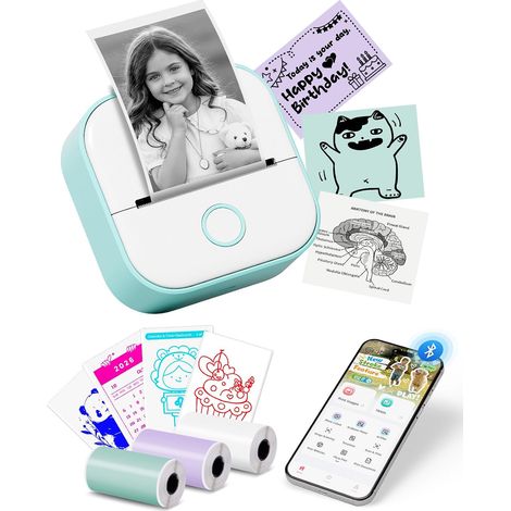 Mini imprimante thermique Bluetooth T02 photos étiquettes portable bureautique qualité pro usage quotidien (1/5)