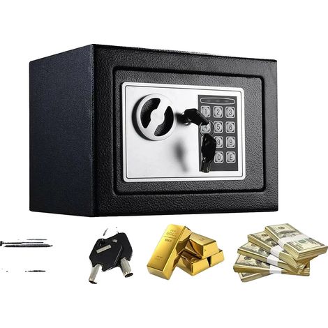 Cassaforte di sicurezza, materiale in acciaio massiccio, dimensioni esterne 31 cm x 20 cm x 20 cm, dimensioni interne 30 cm x 19 cm x 16 cm, peso 4,8 kg, tipo di serratura digitale (1/5)