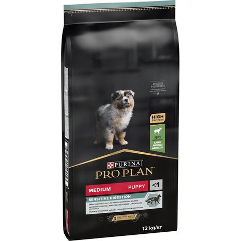 Purina – Croquettes pour chiots Medium 12kg – Agneau 20% pour digestion sensible – Haute digestibilité – Santé digestive et selles régulières