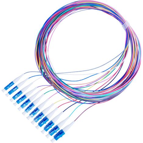 Jarretière fibre optique, Cordon de brassage fibre optique SC/APC Bundle Pigtail-SM (9/125) 1,5 m, 12 couleurs, simplex, FTTH, FTTX