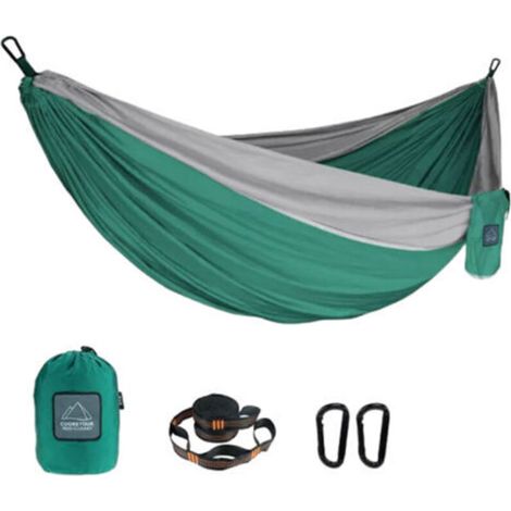 Outdoor-Hängematte aus Nylongewebe mit Schirm, kippsicher, schnell aufzubauen, Campingschaukel, max. Belastung 300 kg --Crezuo