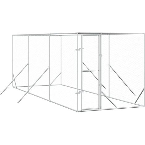 Outdoor-Hundezwinger Silbern 2x6x2 m Verzinkter Stahl vidaXL