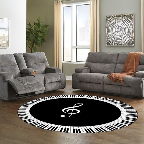 Tapis visuel à motif de notes de musique, idéal pour la maison, la chambre, le salon, comme paillasson, sous un canapé, tapis illusion d'optique, 120 x 120 cm (1/5)
