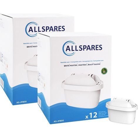 Cartuchos de filtro para jarra de agua AllSpares (x24) adecuados para BRITA MAXTRA+, MAXTRA PRO y Bosch Tassimo (1/2)