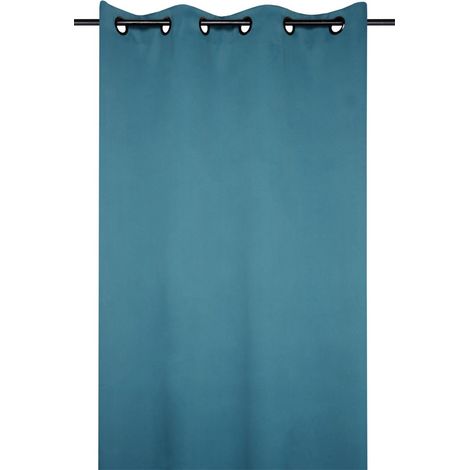 Rideau occultant uni 210gr/m2 Bleu Canard 135x250 cm
