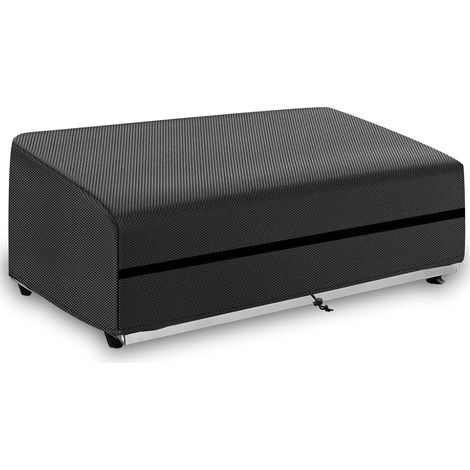 Housse Imperméable pour Plancha - Dimension 69x60x25cm - Protection Coupe-Vent pour Camping Gaz avec Cordon et Fastening Tape - Tissu Oxford 600D (Noir) (1/5)