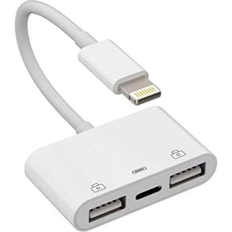 Adaptador USB 3 en 1 para cámara，compatible con iPhone y iPad: adaptador USB 3.0 OTG con función de carga，memoria USB y cámara digital (1/5)