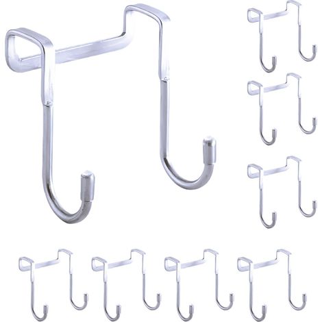 Crochets pour portes d'armoires et de penderies, crochets en acier inoxydable pour serviettes et vêtements (paquet de 8)