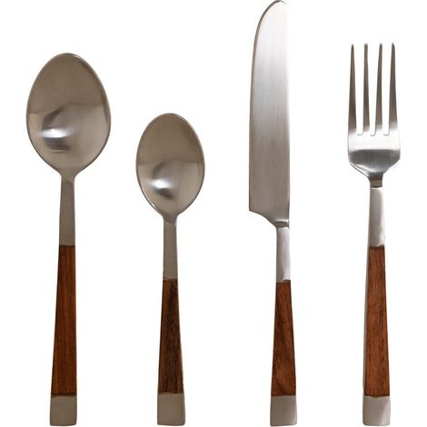 Couverts Set 16 Inox Acacia 4,5X2X20 Naturel (1/4)