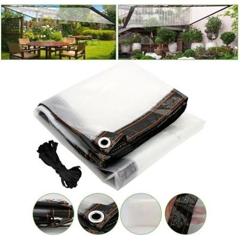 Film transparent pour terrasse – 1 × 2 m, en polyéthylène imperméable et résistant aux intempéries, idéal pour terrasses, balcons, pergolas et espaces extérieurs, avec corde intégrée (1/5)