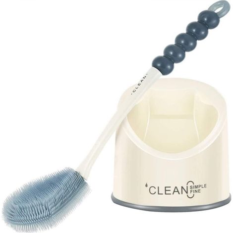 Toilet Brush, Antibacterial Silicone Toilet Brush, Toilet Brush Set, Long Handle Toilet Brush with Holder, Hygienic Bathroom Storage and Organization (1/5)