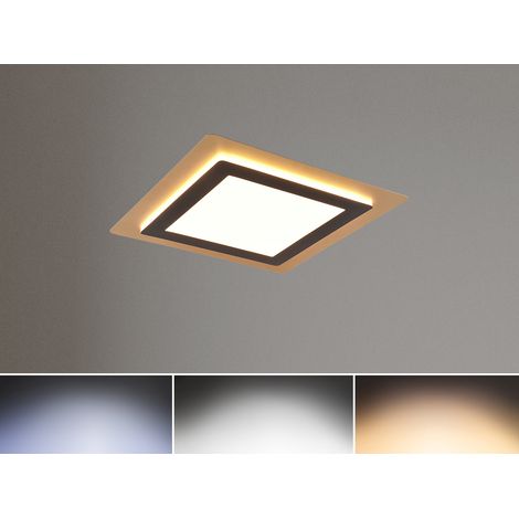LED Deckenleuchte MORGAN flach Schwarz Gold Fernbedienung dimmbar Quadrat, 45cm (1/5)